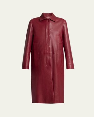 Proenza Schouler Nissi Semigloss Leather Coat - Red