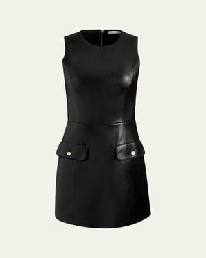 chara vegan leather croc mini dress Alice + Olivia Women's Chara Vegan Leather Party Dress - Black