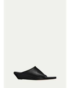 Christen 75Mm Stretch Leather Wedge Mules - White