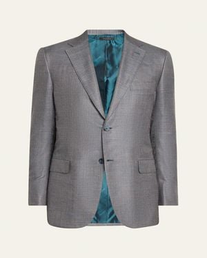 Brioni Prince Of Wales Single-Breasted Sport Coat - Gray
