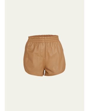 Zeynep Arcay Leather Jogger Shorts - Natural