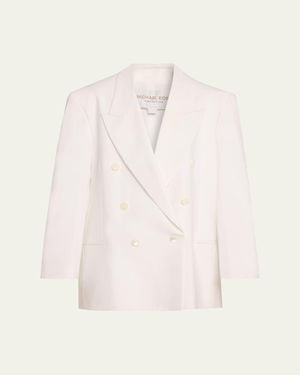 Michael Kors Shawn Linen Double-Breasted Jacket - Natural