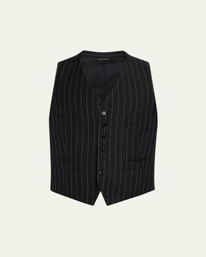 Tom Ford Dyllan Pinstripe Suit Separate Vest - Black