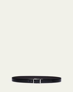 Santoni Smooth Leather Reversible Belt - White