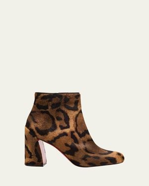 Christian Louboutin Jane Leopard Calf Hair Sole Booties - Brown