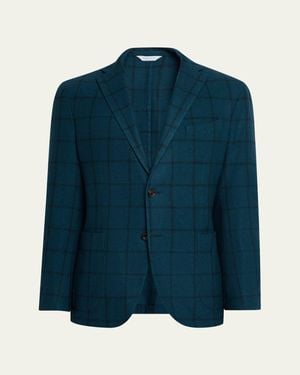 Boglioli Wool Windowpane Single-Breasted Sport Coat - Blue