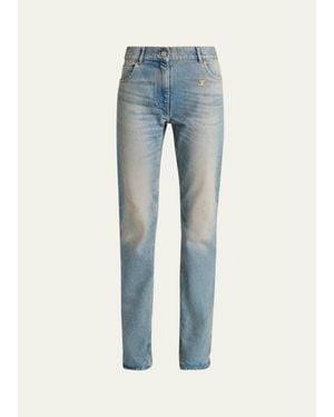 Courreges Mid-Rise Slim-Leg Jeans - Blue