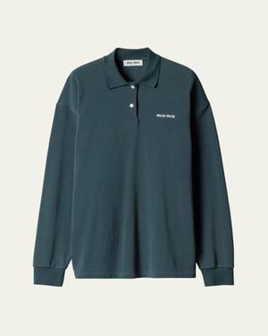 Miu Miu Oversized Pique Polo Shirt - Blue