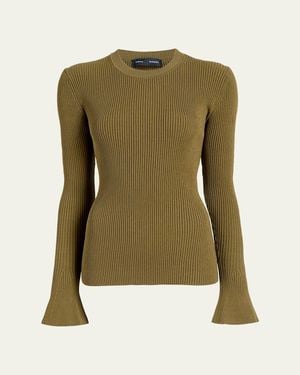 Proenza Schouler Nir Bell Sleeve Ribbed Sweater - Green