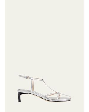 Dear Frances Tee Metallic Leather Sandals - Natural