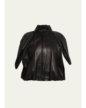 Jonathan Simkhai Jada Nappa Leather Cape Jacket - Black