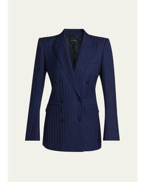 Tom Ford Tonal Striped Jacquard Single-Breasted Jacket - Blue