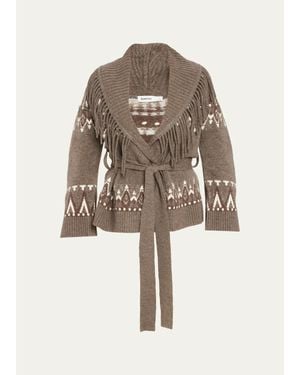 Jonathan Simkhai Anaise Fair Isle Fringe-Trim Cardigan - Natural