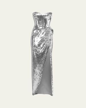 Gaurav Gupta Celeste Strapless Sequined Sculptural Gown - White
