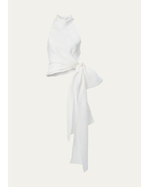 Carolina Herrera Halter Top With Bow - White