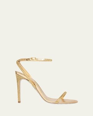 Rene Caovilla 105Mm Embellished Metallic Leather Ankle-Strap Sandals - Natural