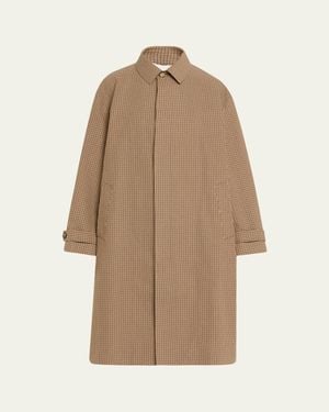 Brandon Maxwell Quinn Houndstooth Single-Breasted Driving Coat - Natural