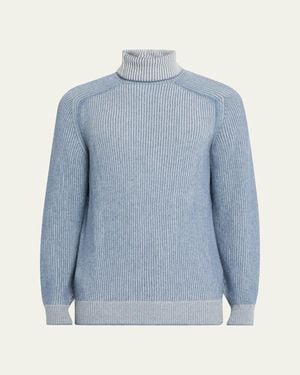 Sease Dinghy Roll Cashmere Rib Turtleneck Sweater - Blue