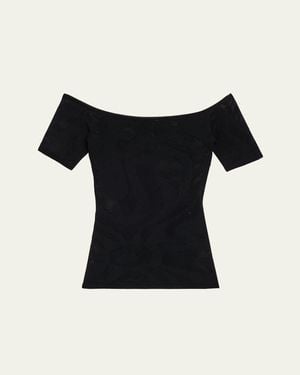 PUCCI Marmo Jacquard Short-Sleeve Top - Black