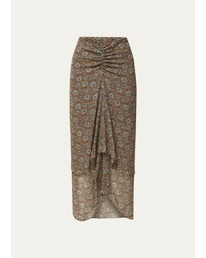 Veronica Beard Limani Floral Midi Skirt - Natural