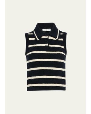 Altuzarra Elmer Striped Knit Sleeveless Polo Top - Blue