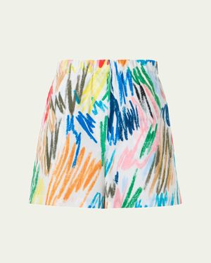 Akris Punto Frey Scribble-Print Cotton Shorts - Blue