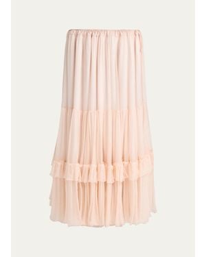Chloé Silk Tiered Maxi Skirt - Pink