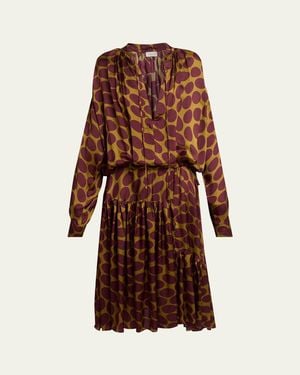 Dries Van Noten Denvo Tiered Polka-Dot Midi Dress - Brown