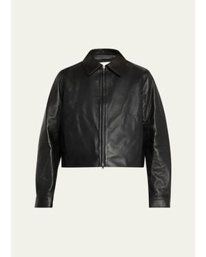 Vince Cropped Faux Leather Jacket - Black