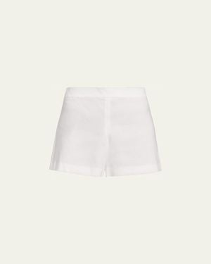Alice + Olivia Hera Linen-Blend Flare Shorts - Natural