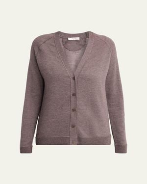The Row Liberty Cashmere V-Neck Cardigan - Purple