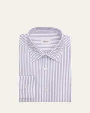 Brioni Cotton Pinstripe Dress Shirt - Purple