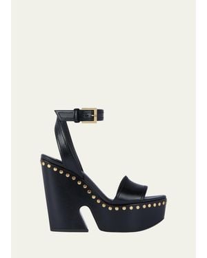 Givenchy 95Mm Platform Leather Clog Sandals - Blue
