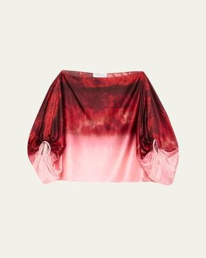 Silvia Tcherassi Bellagio Degrade Silk Balloon-Sleeve Blouse - Red