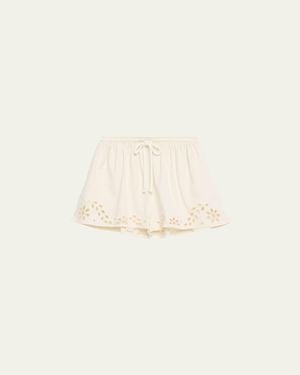 Ulla Johnson Vedi Embroidered Drawstring Shorts - Natural
