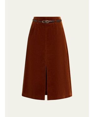 Veronica Beard Alexie Corduroy Midi Skirt - Brown