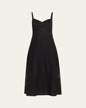 Kobi Halperin Willow Floral Lace Sweetheart Midi Dress - Black