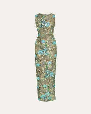 Bronx and Banco Floral Sequin Column Gown - Green