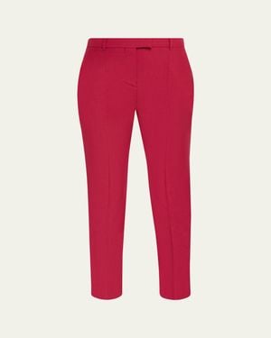 McQueen Certified Wool Mohair Slim-Leg Ankle Pants - Red
