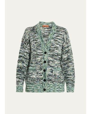 Missoni 3D Wool-Blend Knit Oversized V-Neck Cardigan - Green