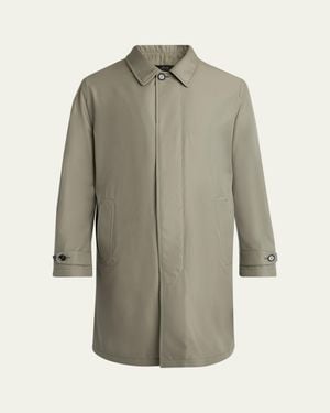 Brioni Silk Cloud Button-Front Car Coat - Gray