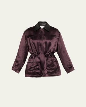 Maria McManus Drawstring Satin Parka Jacket - Purple