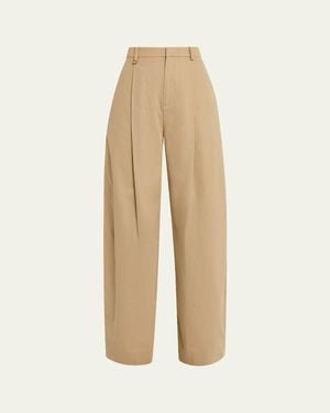 Vince Mid-Rise Pleated Pants - Natural