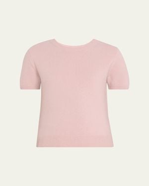 Vince Short-Sleeve Cashmere-Blend Tee - Pink