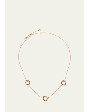Jan Leslie Lapis, Tigers Eye, And Carnelian Dash Triple Circle Station Necklace - Natural