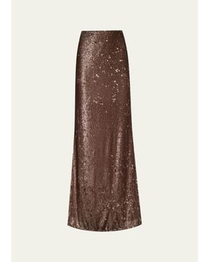L'Agence Zeta Sequined Maxi Skirt - Brown