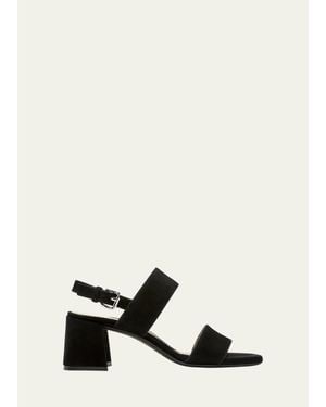 La Canadienne Flemming Suede Dual-Strap Slingback Sandals - White