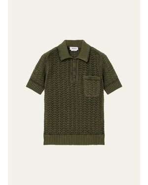 McQueen Cotton Crochet Pocket Polo Shirt - Green