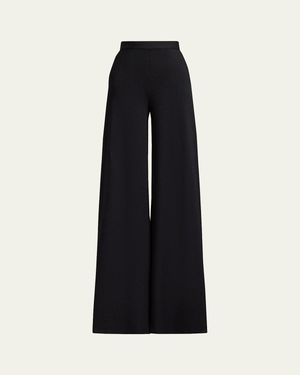 Ralph Lauren Beonca Stretch Viscose Wide-Leg Pants - Black