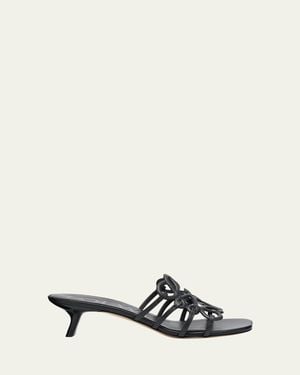 Loewe X Paula's Ibiza Petal Anagram Leather Caged Mule Sandals - White